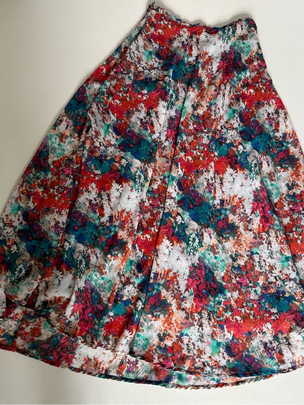 La Hearts Vibrant Floral A-Line Skirt in Red, Teal, Pink & White